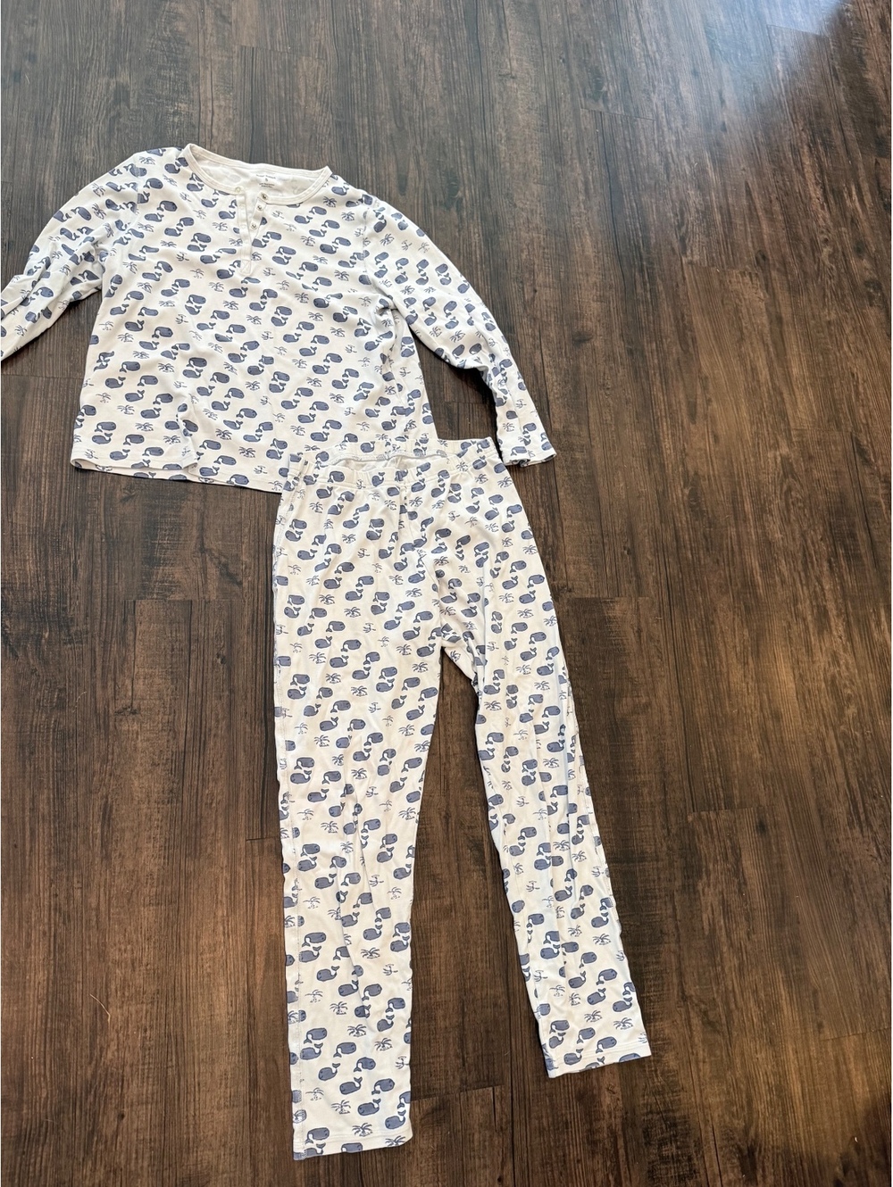 Roller Rabbit Whale Print Pima Cotton Pajama Set Women’s Size S Blue Ivory